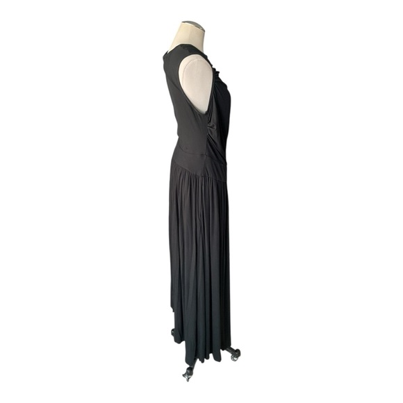 HALARA Sleeveless Maxi Dress Black Charcoal Draped Ruched Waist Size L - Picture 2 of 7